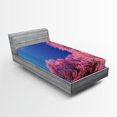 thumbnail image 1 of Ambesonne Nature Fitted Sheet, Cherry Blossom Trees, Twin Size, Fuchsia Blue, 1 of 2