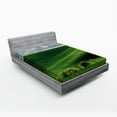 thumbnail image 1 of Ambesonne Nature Fitted Sheet, Cloudy Meadow Hills, Full Size, Green, 1 of 2