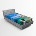 thumbnail image 1 of Ambesonne Nature Fitted Sheet, Coastal Tropical Tahoe, Twin Size, Blue Grey, 1 of 2