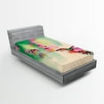 thumbnail image 1 of Ambesonne Nature Fitted Sheet, Colibri and Flowers, Twin Size, Green Fuchsia, 1 of 2