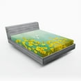 thumbnail image 1 of Ambesonne Nature Fitted Sheet, Daisies and Dragonflies, Full Size, Green Yellow, 1 of 2
