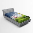 thumbnail image 1 of Ambesonne Nature Fitted Sheet, Daisy Flowers in Yard, Twin XL Size, White Green Blue, 1 of 2