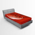 thumbnail image 1 of Ambesonne Nature Fitted Sheet, Digital Scene Tree Moon, Twin Size, Red Black White, 1 of 2