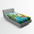 thumbnail image 1 of Ambesonne Nature Fitted Sheet, Dinosaurs in the Jungle, Twin Size, Multicolor, 1 of 3