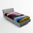 thumbnail image 1 of Ambesonne Nature Fitted Sheet, Earth Storm Rays Rural, Twin Size, Green Pink Blue, 1 of 3