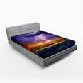 thumbnail image 1 of Ambesonne Nature Fitted Sheet, Epic Thunder Atmosphere, Full Size, Purple and Orange, 1 of 3