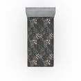 thumbnail image 1 of Ambesonne Nature Fitted Sheet, Flowers Foliage Dark Back, Twin Size, Pale Ruby and Slate Brown, 1 of 5