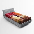 thumbnail image 1 of Ambesonne Nature Fitted Sheet, Flowers in Park Fall, Twin Size, Red Brown, 1 of 2