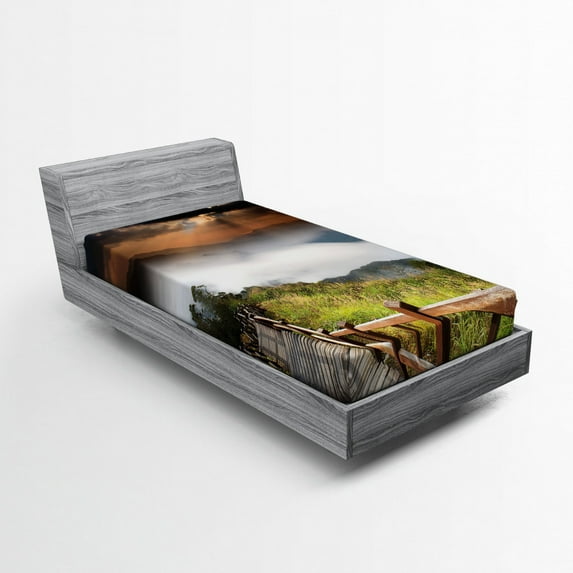 Ambesonne Nature Fitted Sheet, Foggy Sky Italian, Twin XL Size, Multicolor