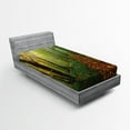 thumbnail image 1 of Ambesonne Nature Fitted Sheet, Forest Path View, Twin XL Size, Green Yellow, 1 of 2