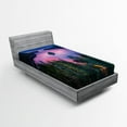 thumbnail image 1 of Ambesonne Nature Fitted Sheet, Forest and Lake View, Twin XL Size, Green Pink, 1 of 2