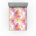 thumbnail image 1 of Ambesonne Nature Fitted Sheet, Garden Print Flower Pattern, California King, Pink Peach and Pastel Green, 1 of 5