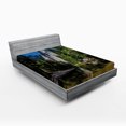 thumbnail image 1 of Ambesonne Nature Fitted Sheet, Granite Cliff River, Full Size, Green Blue, 1 of 3