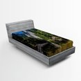 thumbnail image 1 of Ambesonne Nature Fitted Sheet, Granite Cliff River, Twin Size, Green Blue, 1 of 3