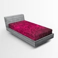 thumbnail image 1 of Ambesonne Nature Fitted Sheet, Hawaiian Island Palms, Twin XL Size, Magenta Black, 1 of 2