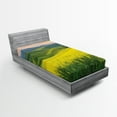 thumbnail image 1 of Ambesonne Nature Fitted Sheet, Hills Valley Sunrise, Twin Size, Yellow Green, 1 of 2