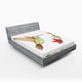 thumbnail image 1 of Ambesonne Nature Fitted Sheet, Hummingbird Art, Queen Size, Red and Green, 1 of 2