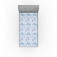 thumbnail image 1 of Ambesonne Nature Fitted Sheet, Icy Roses Pattern Stripes, Twin XL Size, Pale Sky Blue Lavender, 1 of 5