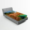 thumbnail image 1 of Ambesonne Nature Fitted Sheet, Idyllic Autumn Season, Twin XL Size, Green Amber, 1 of 3