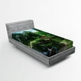thumbnail image 1 of Ambesonne Nature Fitted Sheet, Japanese Garden Lake, Twin XL Size, Green Blue, 1 of 2