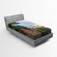 thumbnail image 1 of Ambesonne Nature Fitted Sheet, Jogging at Shoreline, Twin Size, Green Chocolate, 1 of 3