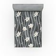 thumbnail image 1 of Ambesonne Nature Fitted Sheet, Jungle Flower Drawing Print, California King, Eggshell and Pale Grey, 1 of 5