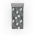 thumbnail image 1 of Ambesonne Nature Fitted Sheet, Jungle Flower Drawing Print, Twin XL Size, Eggshell and Pale Grey, 1 of 5