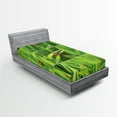 thumbnail image 1 of Ambesonne Nature Fitted Sheet, Ladybug over Fresh Grass, Twin Size, Green Red, 1 of 2
