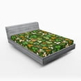 thumbnail image 1 of Ambesonne Nature Fitted Sheet, Lucky Clover, California King, Green and Orange, 1 of 3