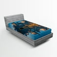 thumbnail image 1 of Ambesonne Nature Fitted Sheet, Majestic Rocky Mountain, Twin Size, Blue and Brown, 1 of 2