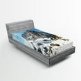 thumbnail image 1 of Ambesonne Nature Fitted Sheet, Mediterranean Snowy Peak, Twin Size, Brown Blue White, 1 of 2