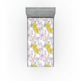 thumbnail image 1 of Ambesonne Nature Fitted Sheet, Minimal Floral Motif Print, Twin XL Size, Mustard and Pastel Purple, 1 of 5