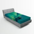 thumbnail image 1 of Ambesonne Nature Fitted Sheet, Misty Winter Day, Twin Size, Petrol Blue Lime Green, 1 of 3