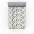 thumbnail image 1 of Ambesonne Nature Fitted Sheet, Monochrome Illustration Bird, King Size, Eggshell Dark Blue Grey, 1 of 5