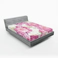 thumbnail image 1 of Ambesonne Nature Fitted Sheet, Mosaic Peony Flowers Art, Full Size, Pink Purple White, 1 of 3