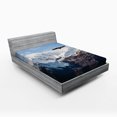 thumbnail image 1 of Ambesonne Nature Fitted Sheet, Mountain Flying Eagle, Queen Size, Brown White Blue, 1 of 2