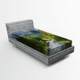 thumbnail image 1 of Ambesonne Nature Fitted Sheet, Mountain Landscape Road, Twin XL Size, Green Grey Brown, 1 of 3