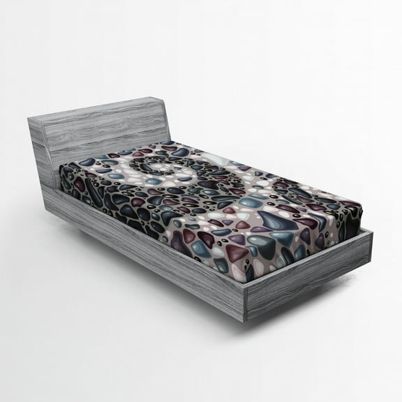 Ambesonne Nature Fitted Sheet, Mountain Volcanic Stones, Twin XL Size, Slate Blue Dimgray