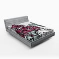 thumbnail image 1 of Ambesonne Nature Fitted Sheet, Orchids and Hummingbird, Queen Size, Burgundy, 1 of 2
