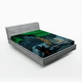 thumbnail image 1 of Ambesonne Nature Fitted Sheet, Penguins on Lake, Queen Size, Lime Green Grey, 1 of 2