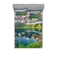 thumbnail image 1 of Ambesonne Nature Fitted Sheet & Pillow Sham Set, Austrian Alps Mountain, Queen, Green Blue, 1 of 2