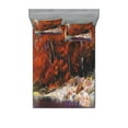 thumbnail image 1 of Ambesonne Nature Fitted Sheet & Pillow Sham Set, Autumn Forest with Rock, Queen, Ginger Purple, 1 of 2