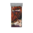 thumbnail image 1 of Ambesonne Nature Fitted Sheet & Pillow Sham Set, Autumn Forest with Rock, Twinxl, Ginger Purple, 1 of 2