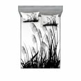 thumbnail image 1 of Ambesonne Nature Fitted Sheet & Pillow Sham Set, Bushes Wild Field, Queen, White Black, 1 of 2