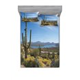 thumbnail image 1 of Ambesonne Nature Fitted Sheet & Pillow Sham Set, Cactus on the Valley, Full, Blue Green, 1 of 2