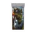 thumbnail image 1 of Ambesonne Nature Fitted Sheet & Pillow Sham Set, Cascade Stream Wildlife, Twinxl, Multicolor, 1 of 2