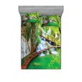 thumbnail image 1 of Ambesonne Nature Fitted Sheet & Pillow Sham Set, Cascade Trees Greenery, Full, Green Grey, 1 of 2