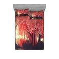 thumbnail image 1 of Ambesonne Nature Fitted Sheet & Pillow Sham Set, Charming Mist Forest, Full, Brown and Ruby, 1 of 2