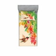 thumbnail image 1 of Ambesonne Nature Fitted Sheet & Pillow Sham Set, Colibri Exotic Tree, Twinxl, Green Red Beige, 1 of 2