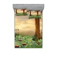 thumbnail image 1 of Ambesonne Nature Fitted Sheet & Pillow Sham Set, Enchanted Woods Sunset, Queen, Multicolor, 1 of 2